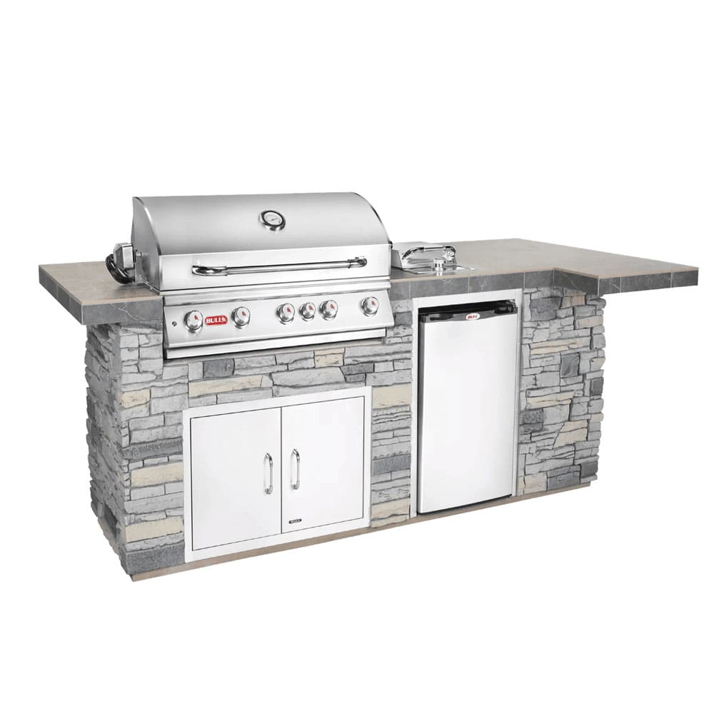 QS BBQ Outdoor Kitchen With Faux Rock And Brahma Grill Head